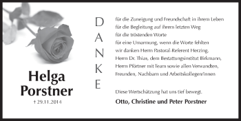 Traueranzeige von Helga Porstner von Pegnitz-Zeitung